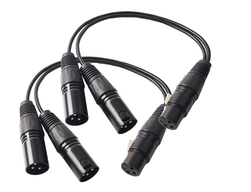 Devinal XLR Splitter - 3 PIN Female to Dual Male Balanced Patch Y Cable - 1 Ft 2 Pack - Image 1